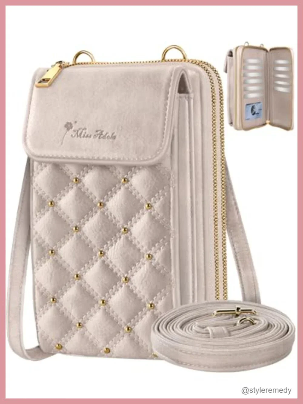 Vegan Leather Crossbody Bag with Phone Pocket and Card Slots